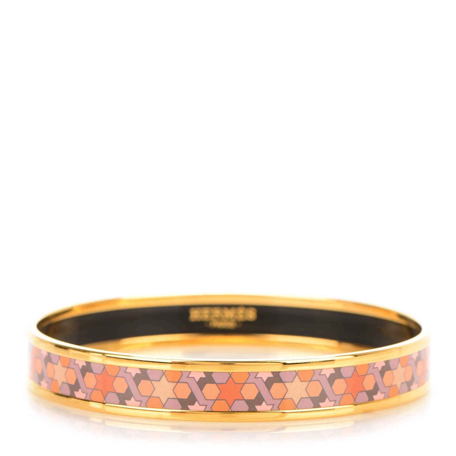 Hermes Enamel Printed Narrow Rose de Compas Bracelet 62 1 of 4