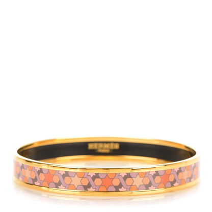 Hermes Enamel Printed Narrow Rose de Compas Bracelet 62 1 of 4