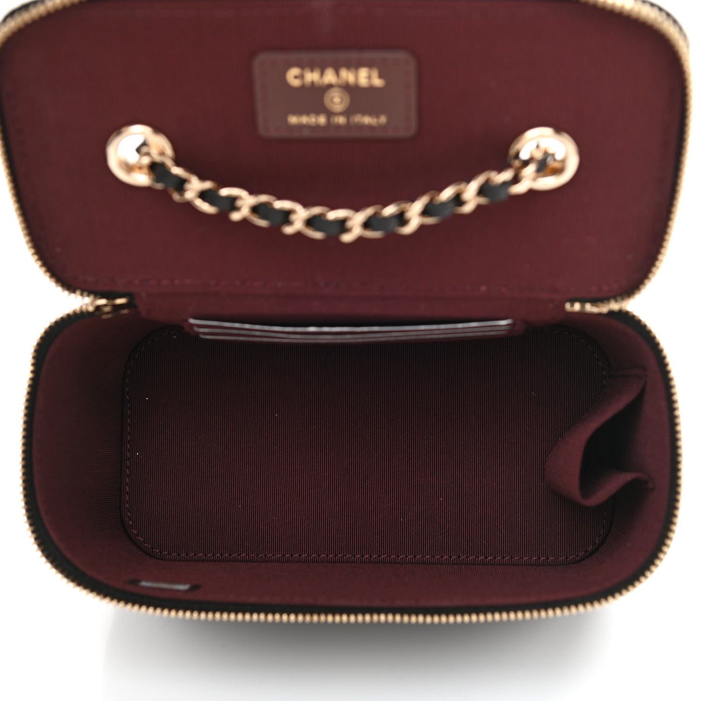 Caviar Quilted Small Vanity Case With Chain Black