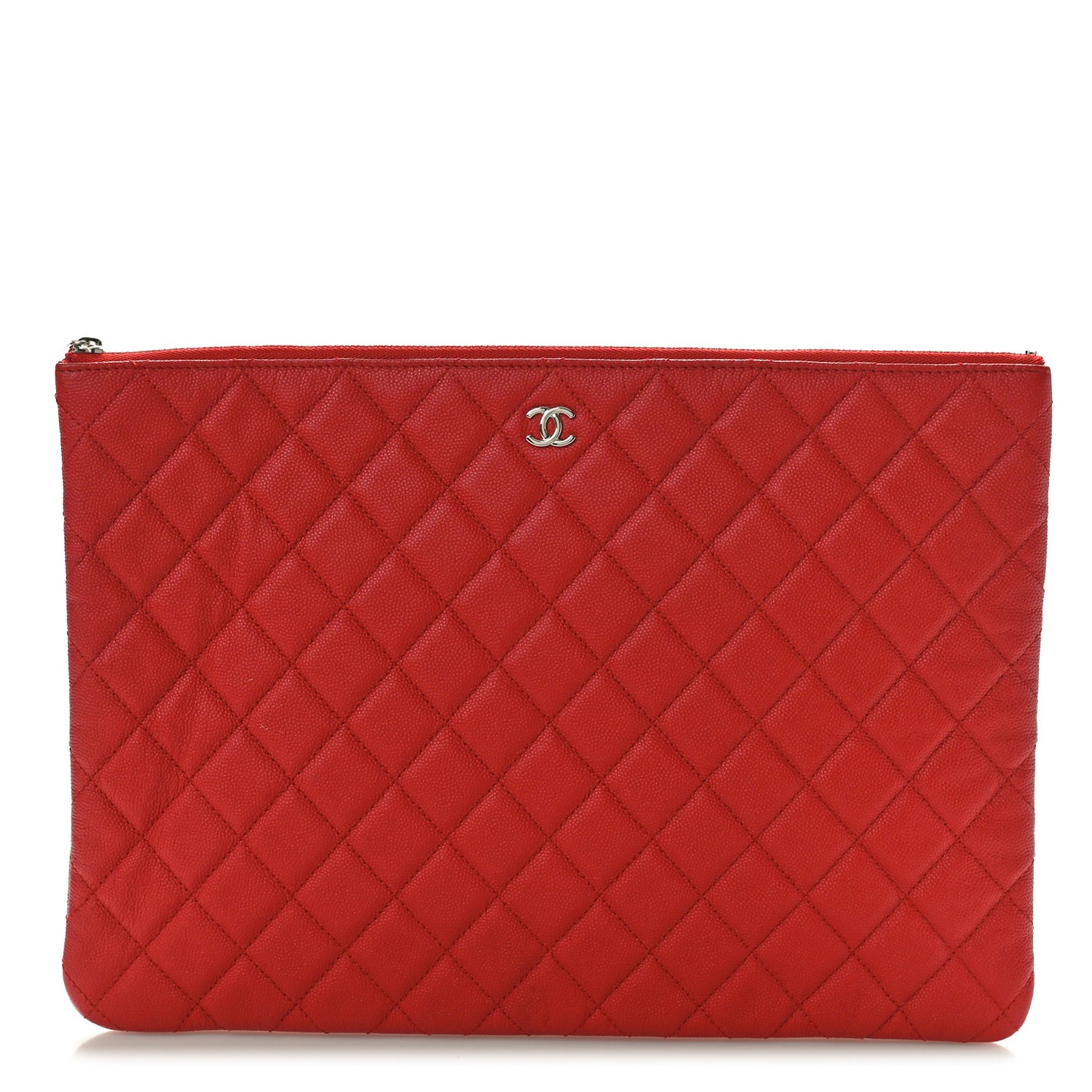 Caviar Quilted Large Cosmetic Case Red