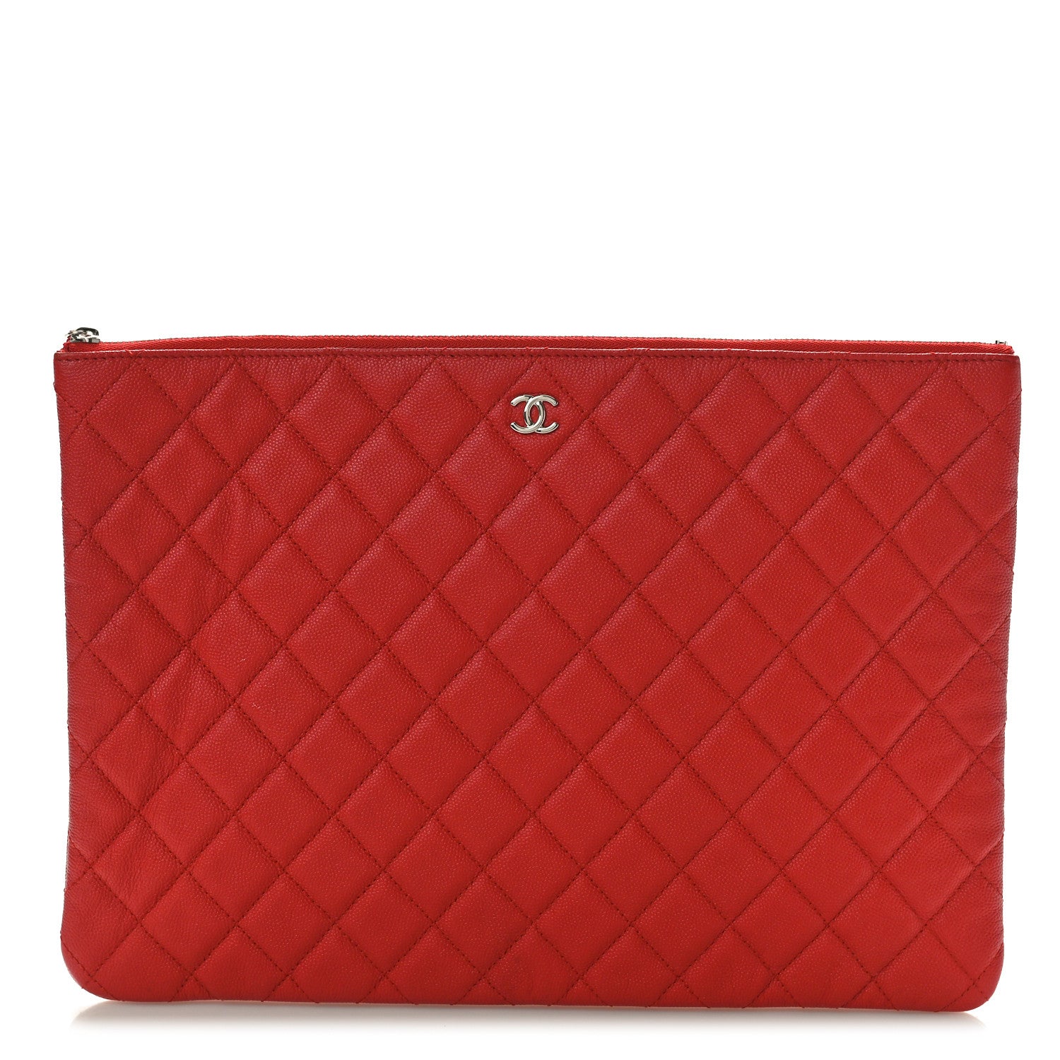 Chanel Caviar Quilted Large Cosmetic Case Red 1 of 8