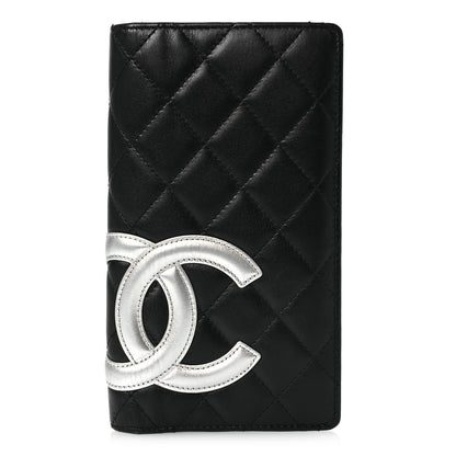 Chanel Calfskin Quilted Cambon Yen Wallet Black Silver 1 of 11