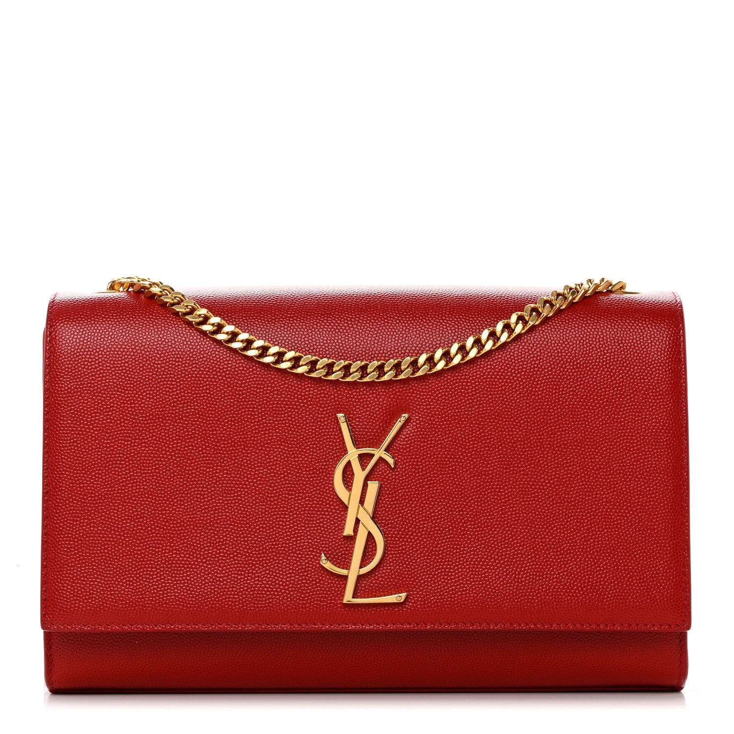 Saint Laurent Grain De Poudre Medium Monogram Kate Satchel Rouge Eros 1 of 9