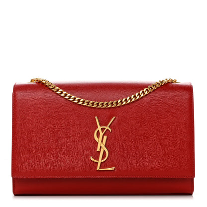 Saint Laurent Grain De Poudre Medium Monogram Kate Satchel Rouge Eros 1 of 9