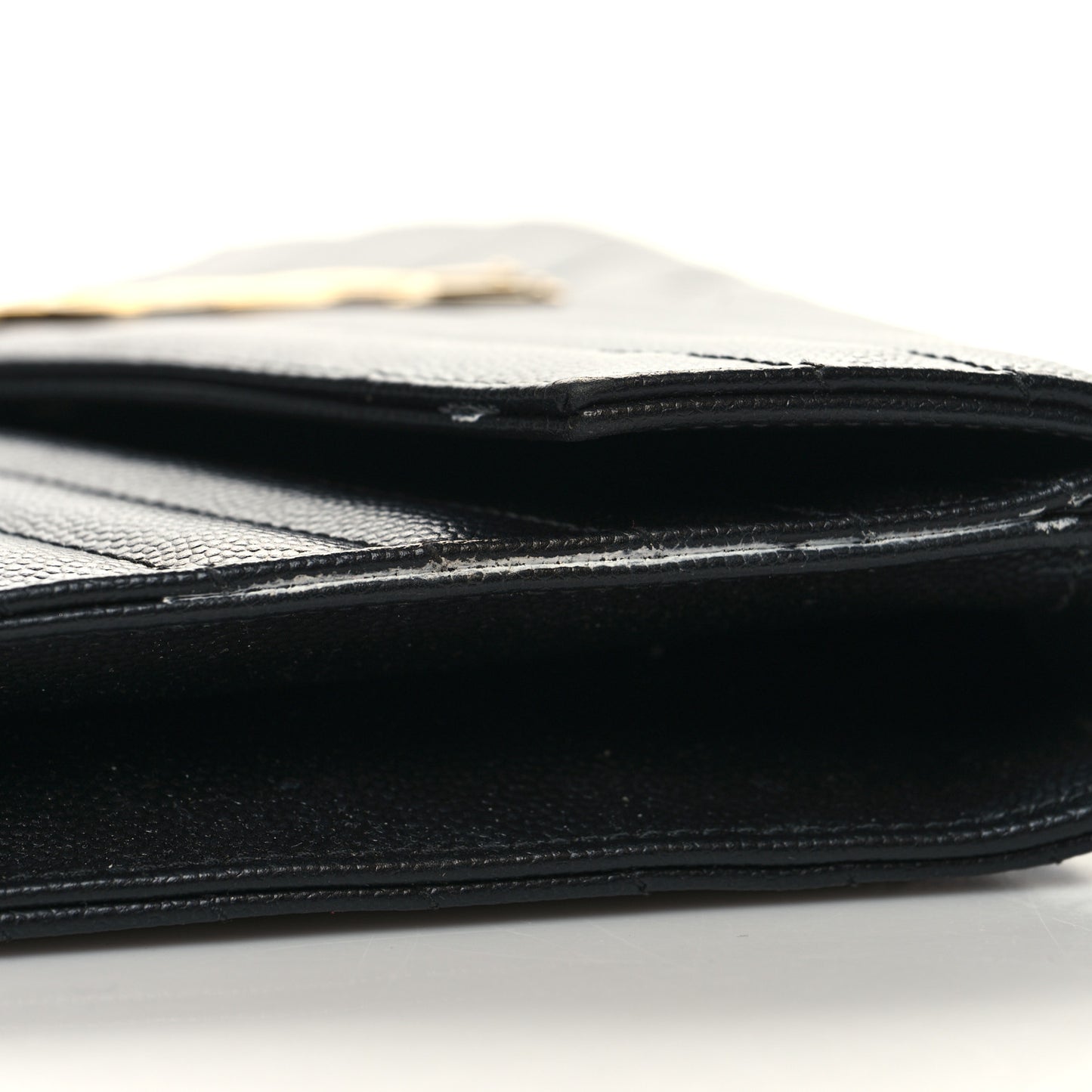 Grain De Poudre Matelasse Chevron Monogram Envelope Clutch Black