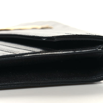 Saint Laurent Grain De Poudre Matelasse Chevron Monogram Envelope Clutch Black 11 of 11