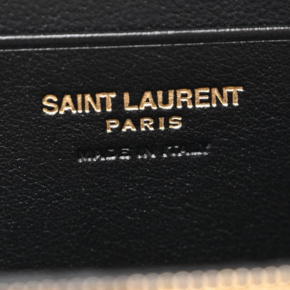 Saint Laurent Patent Matelasse Chevron Monogram Cassandre Compact Zip Around Card Wallet Dark Red Wine 6 of 9
