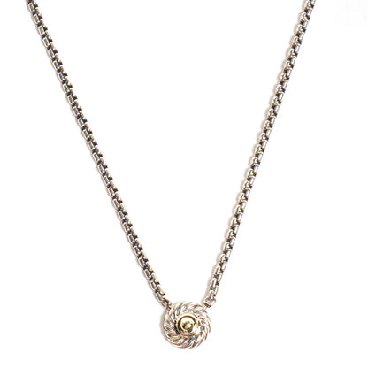 David Yurman Sterling Silver 14K Yellow Gold Cookie Pendant Necklace 1 of 7