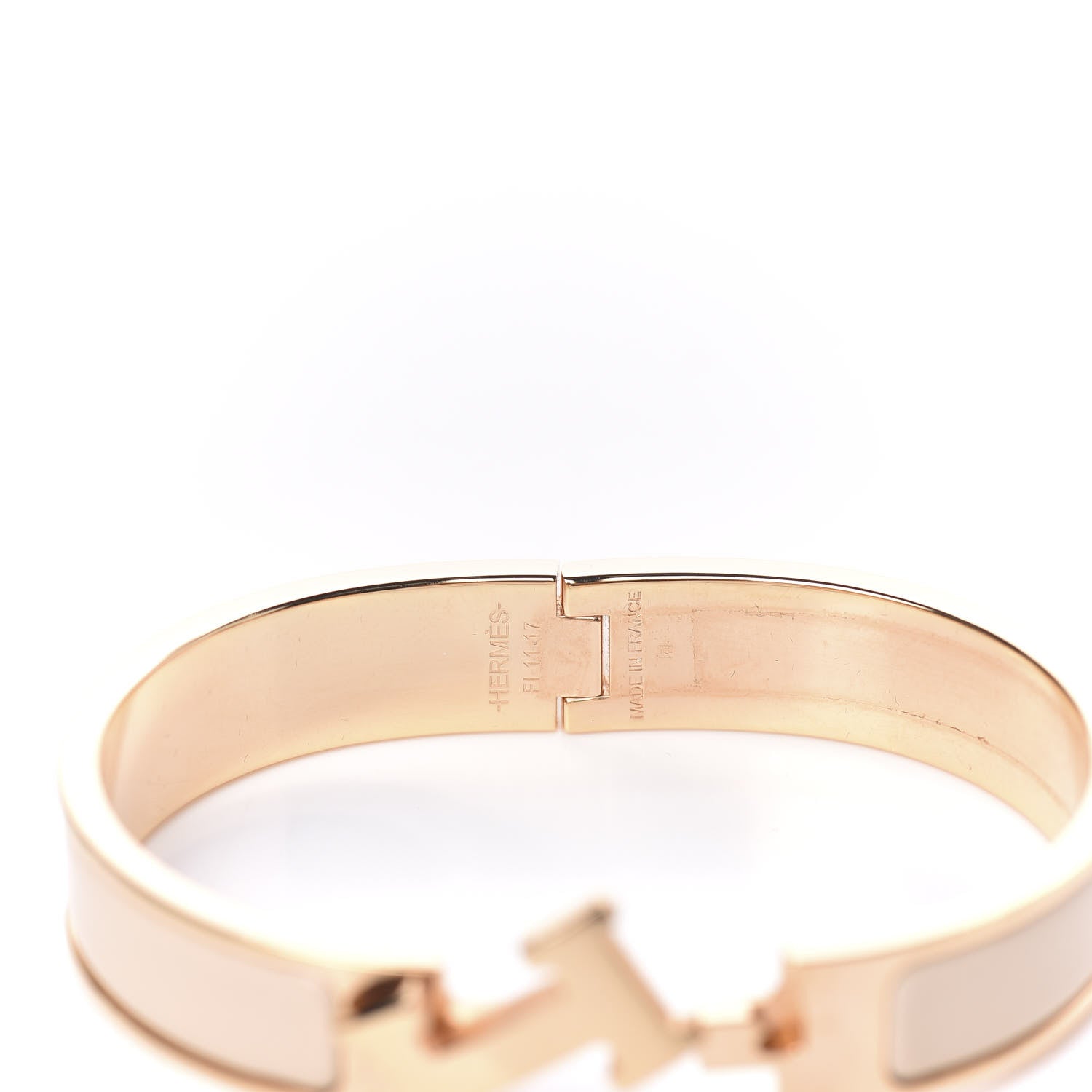 Hermes Enamel Narrow Clic Clac H Bracelet PM Beige Nacre 5 of 6