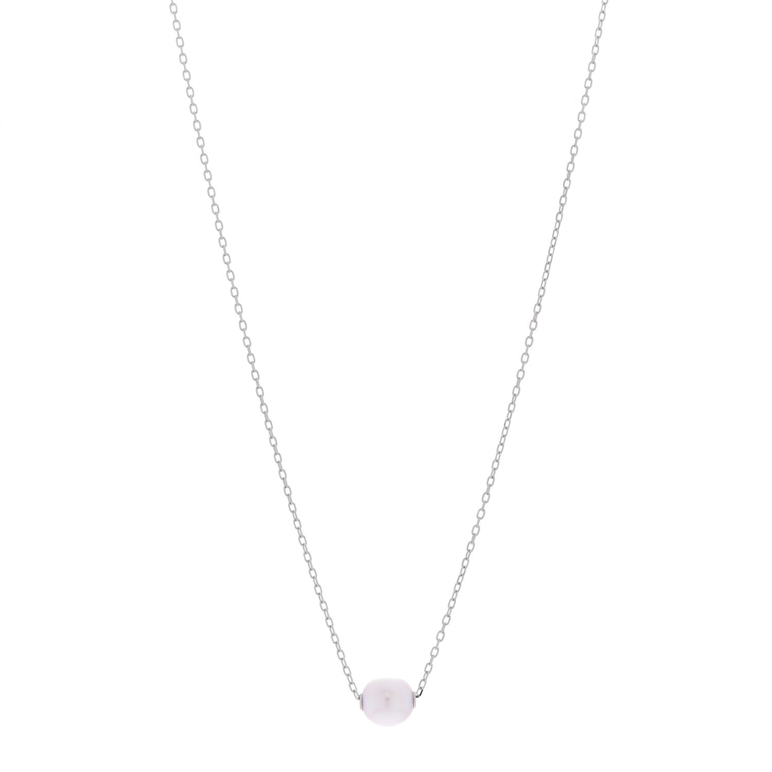 Mikimoto 18K White Gold Akoya Cultured Pearl 8-8.5mm Single Pendant Necklace 1 of 6