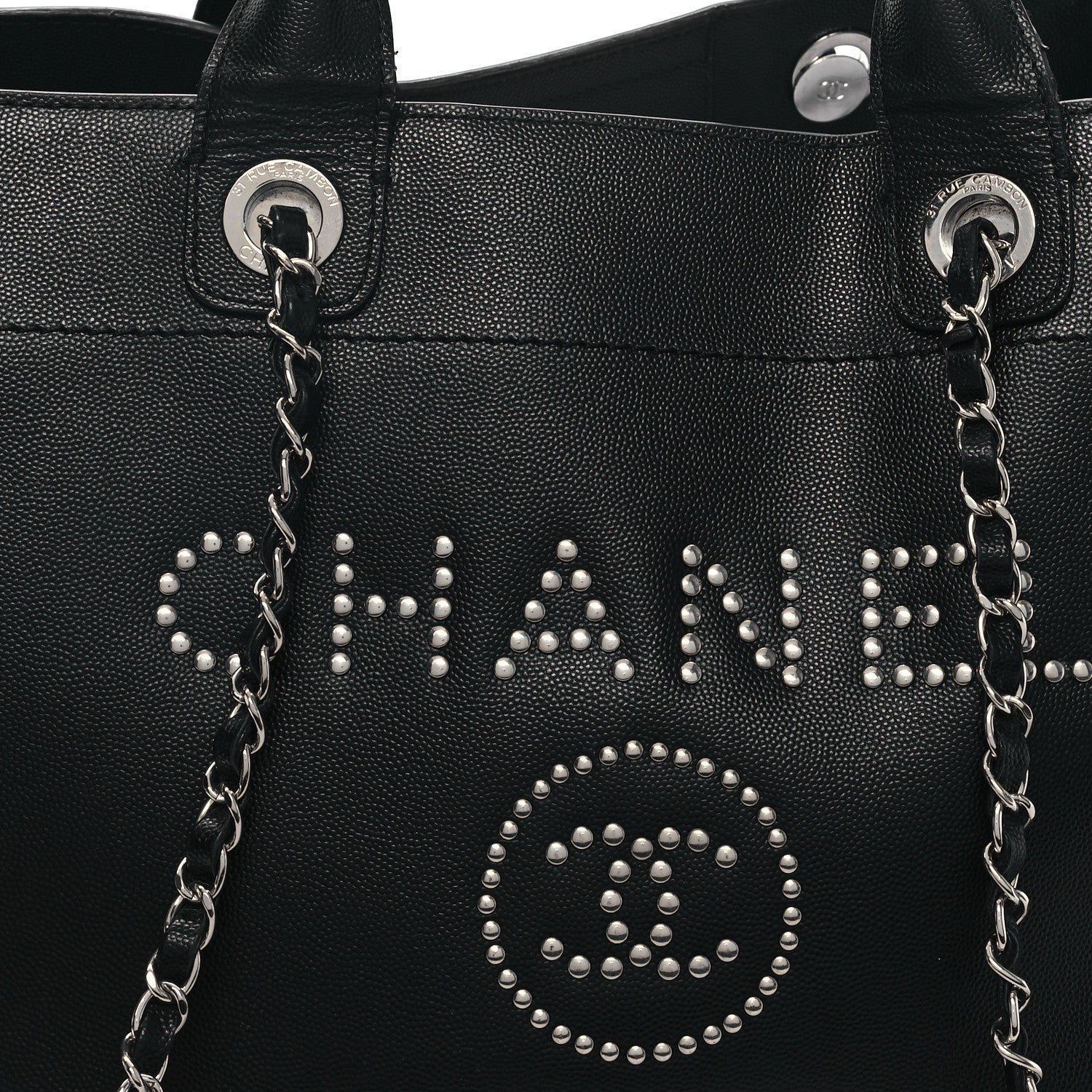Chanel Caviar Medium Studded Deauville Tote Black 8 of 14