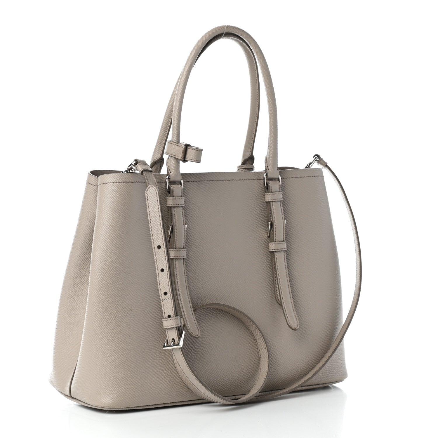 Prada Saffiano Cuir Medium Double Handle Tote Argilla 3 of 9