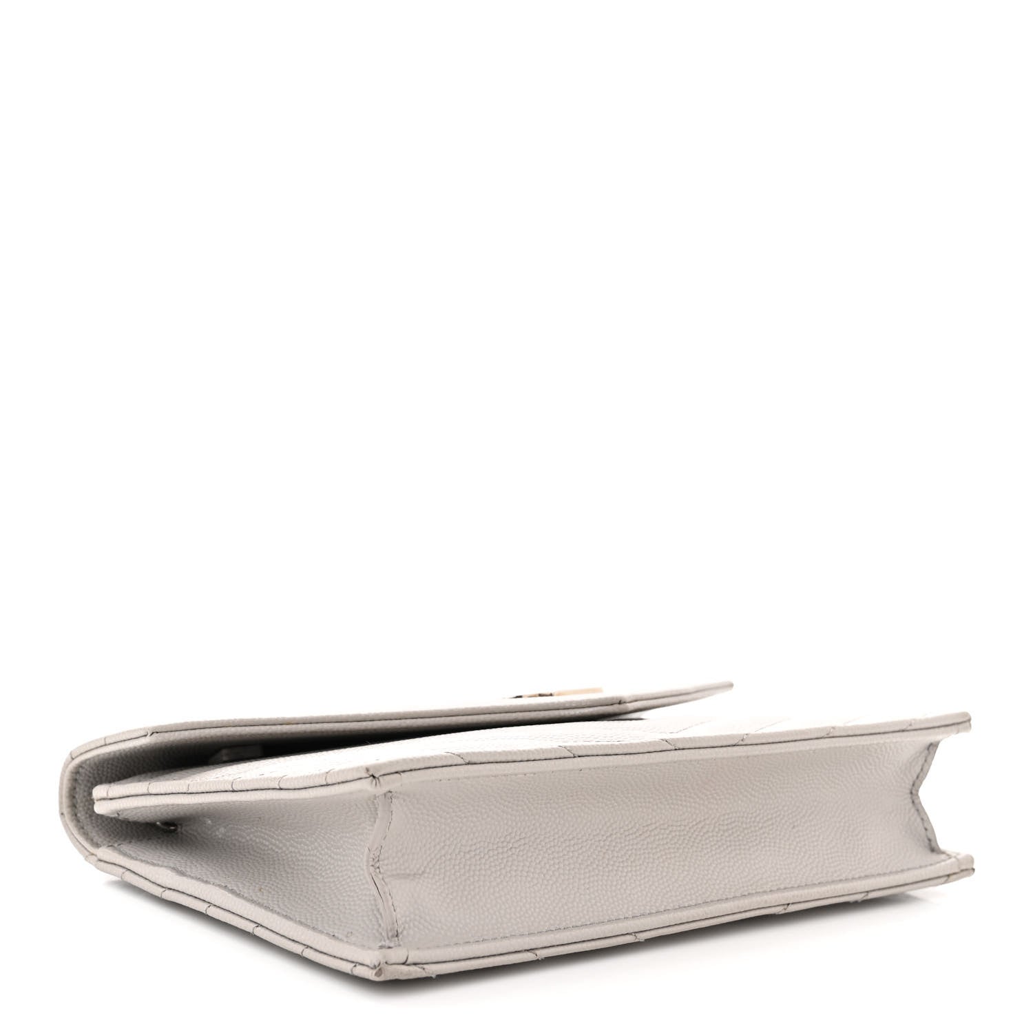 Saint Laurent Grain De Poudre Matelasse Chevron Monogram Envelope Chain Wallet Fog 4 of 13