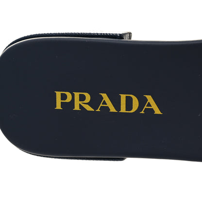 Prada Jacquard Trianglolo Symbole Embroidered Metal Triangle Logo 10mm Slide Sandals 39.5 Baltico Talco 7 of 7