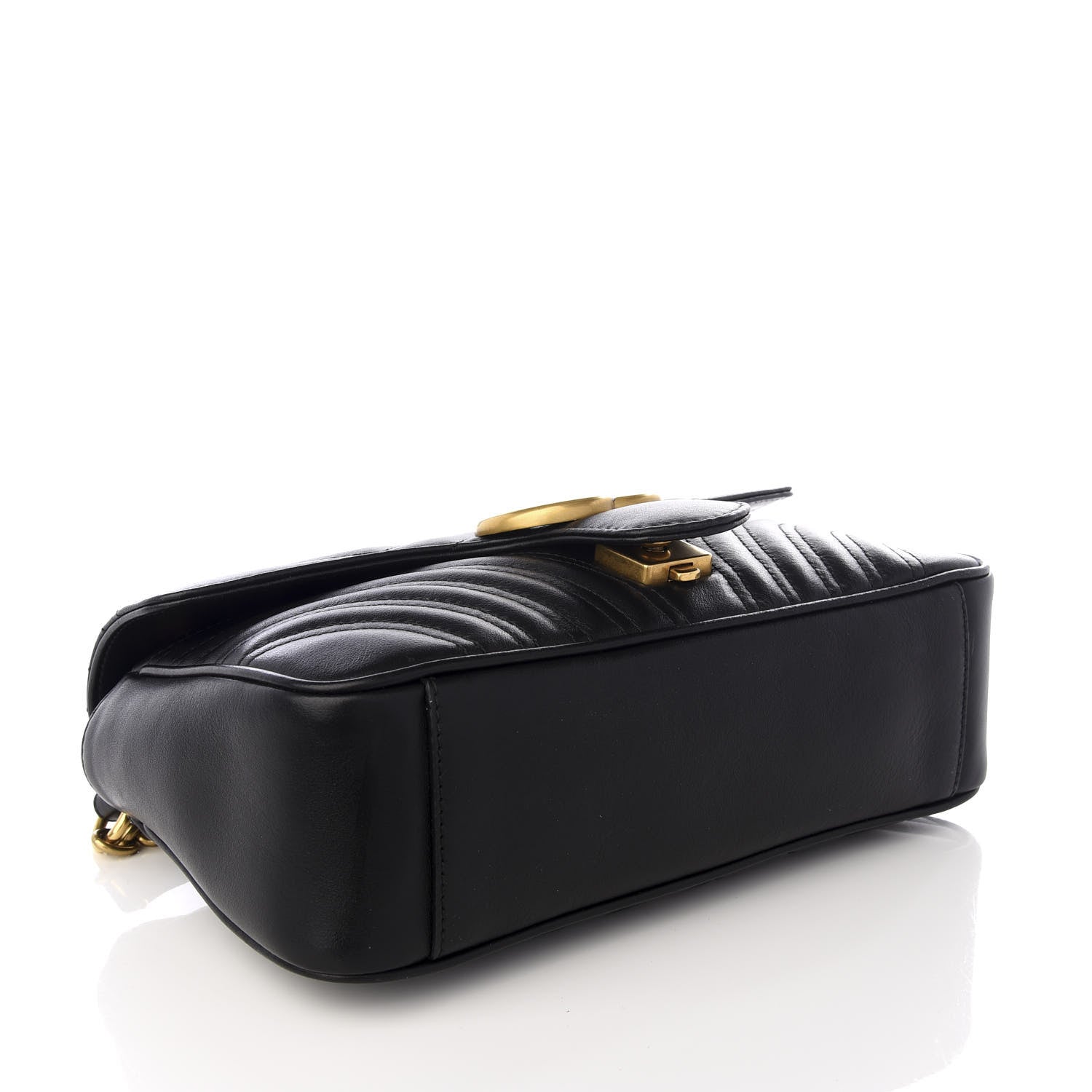 Gucci Calfskin Matelasse Small GG Marmont Shoulder Bag Black 3 of 8