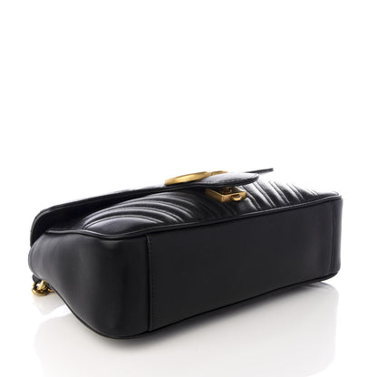Gucci Calfskin Matelasse Small GG Marmont Shoulder Bag Black 3 of 8