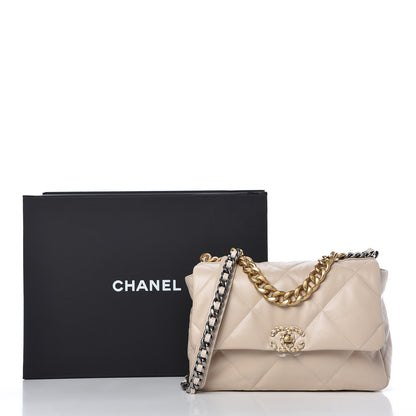Chanel Goatskin Quilted Large Chanel 19 Flap Beige 11 of 11