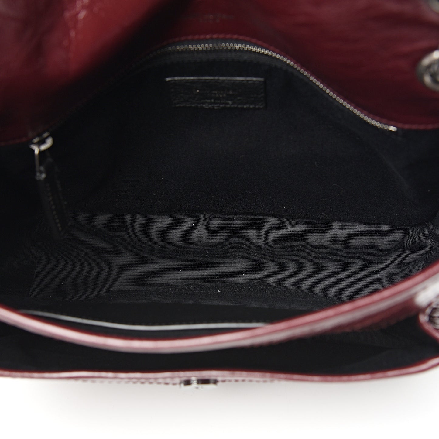 Crinkled Calfskin Matelasse Monogram Medium Niki Chain Satchel Burgundy