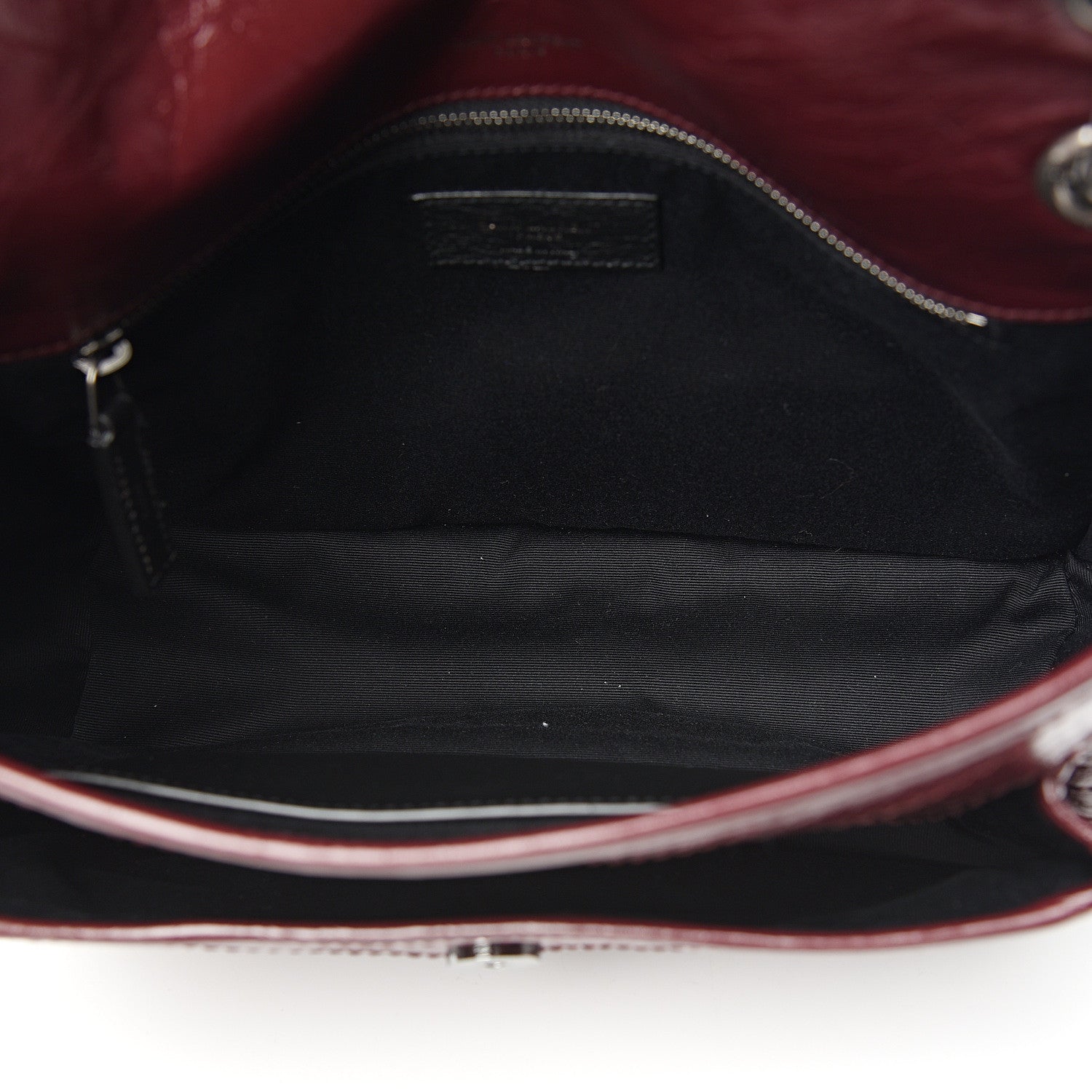 Saint Laurent Crinkled Calfskin Matelasse Monogram Medium Niki Chain Satchel Burgundy 4 of 9