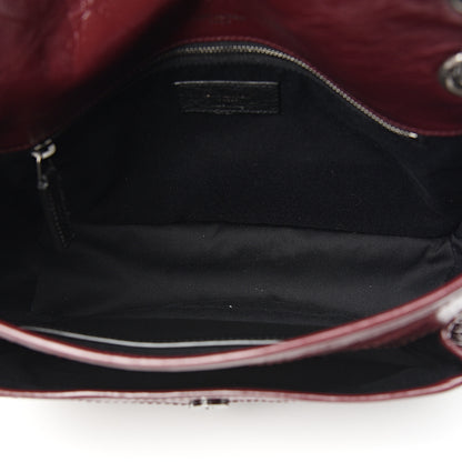 Saint Laurent Crinkled Calfskin Matelasse Monogram Medium Niki Chain Satchel Burgundy 4 of 9