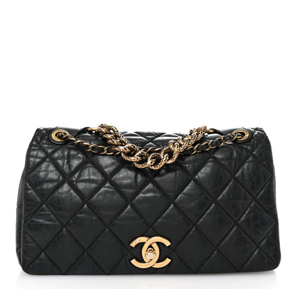 Chanel Aged Calfskin Quilted Medium Pondichery Flap Black 1 of 10