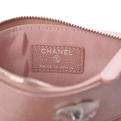 Chanel Metallic Caviar Chevron Quilted Small Vintage Mademoiselle Cosmetic Case Pink 6 of 8