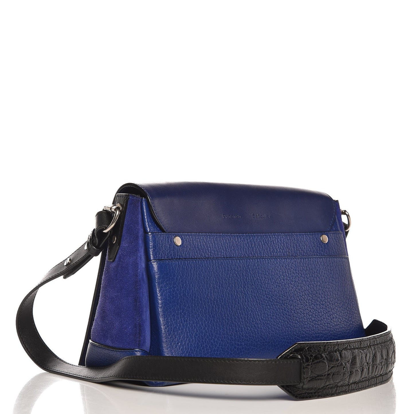 Croc Calfskin Embossed Suede PS Elliot Black Indigo