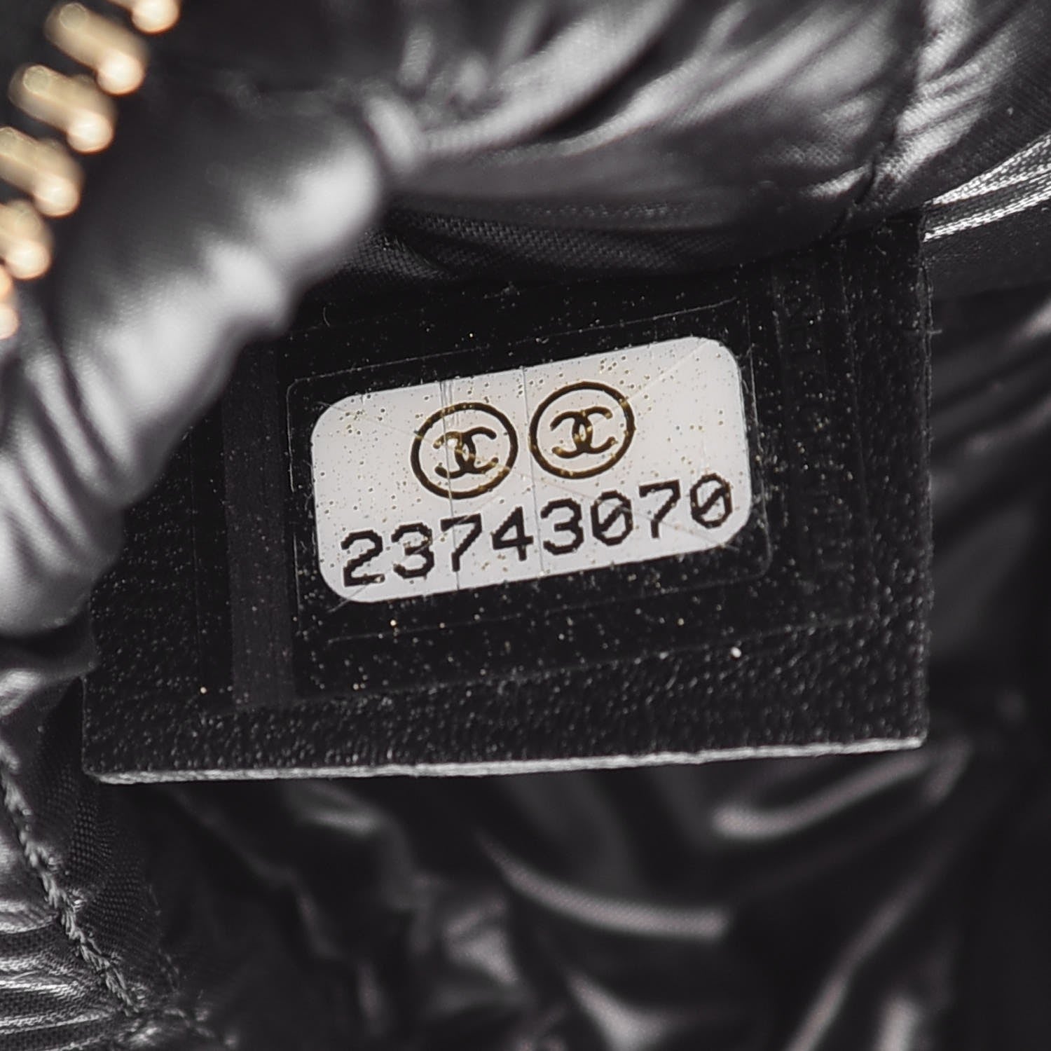 Chanel Lambskin Quilted Small Camellia Cosmetic Pouch Black White 7 of 8