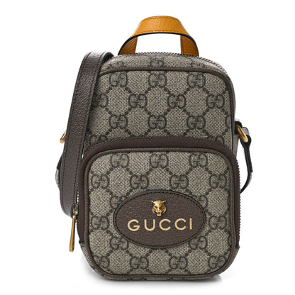Gucci GG Supreme Monogram Mini Neo Vintage Double Zip Messenger Bag Beige New Acero Crop 1 of 9