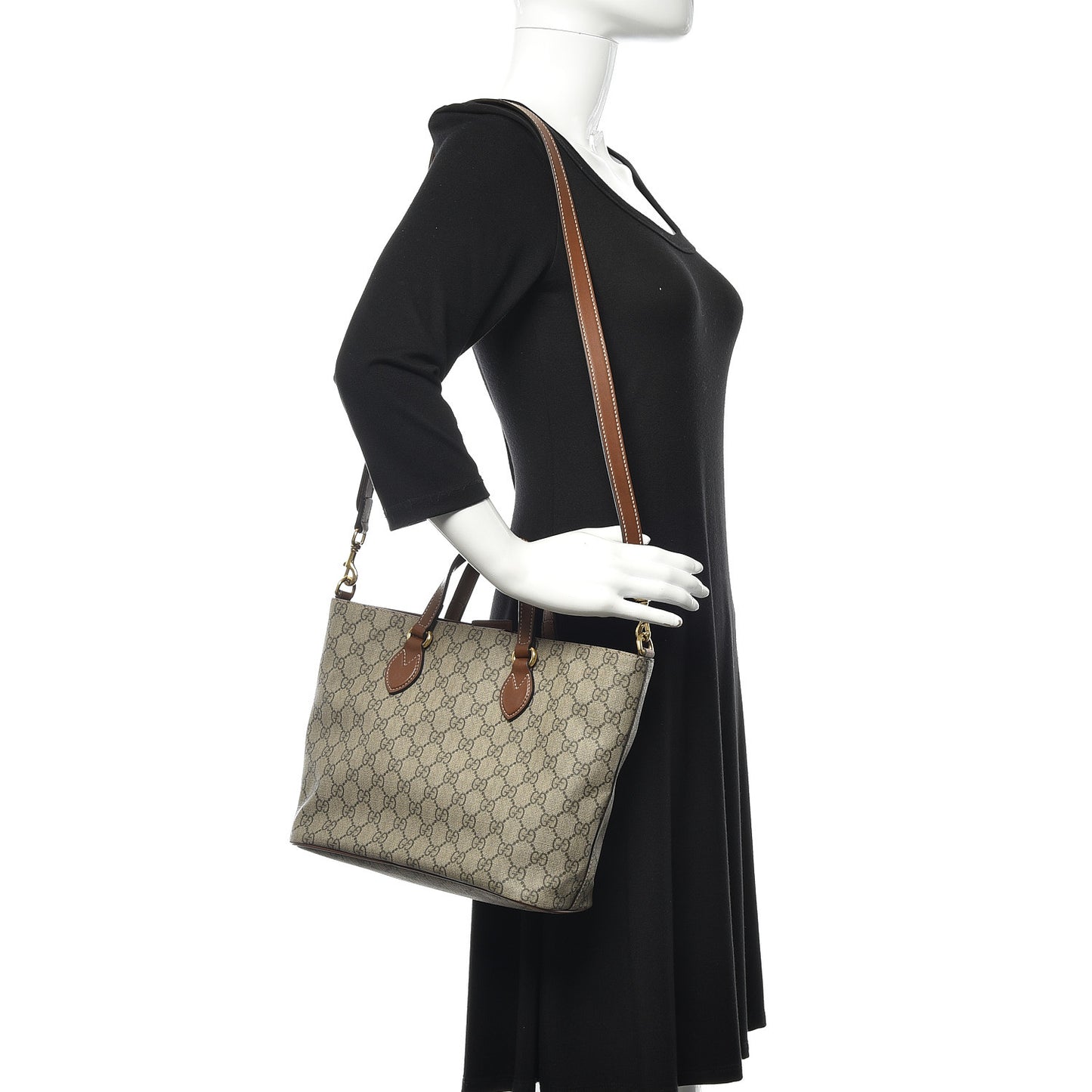 Soft GG Supreme Monogram Small Crossbody Tote Beige Cuir
