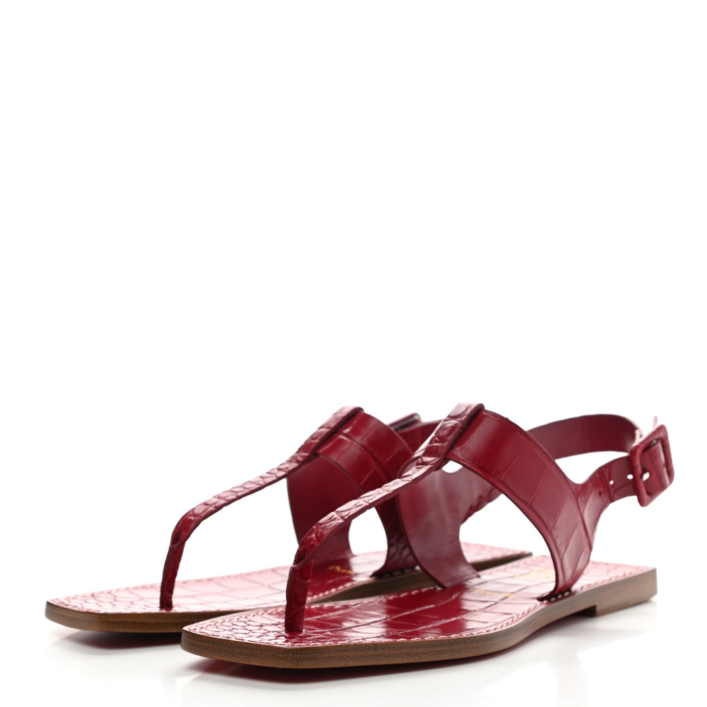 Calfskin Alligator Embossed Cubongo Flat Sandals 37.5 Persan
