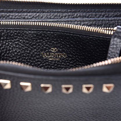 Valentino Garavani Pebbled Calfskin Rockstud Zip Around Wallet Black 6 of 6