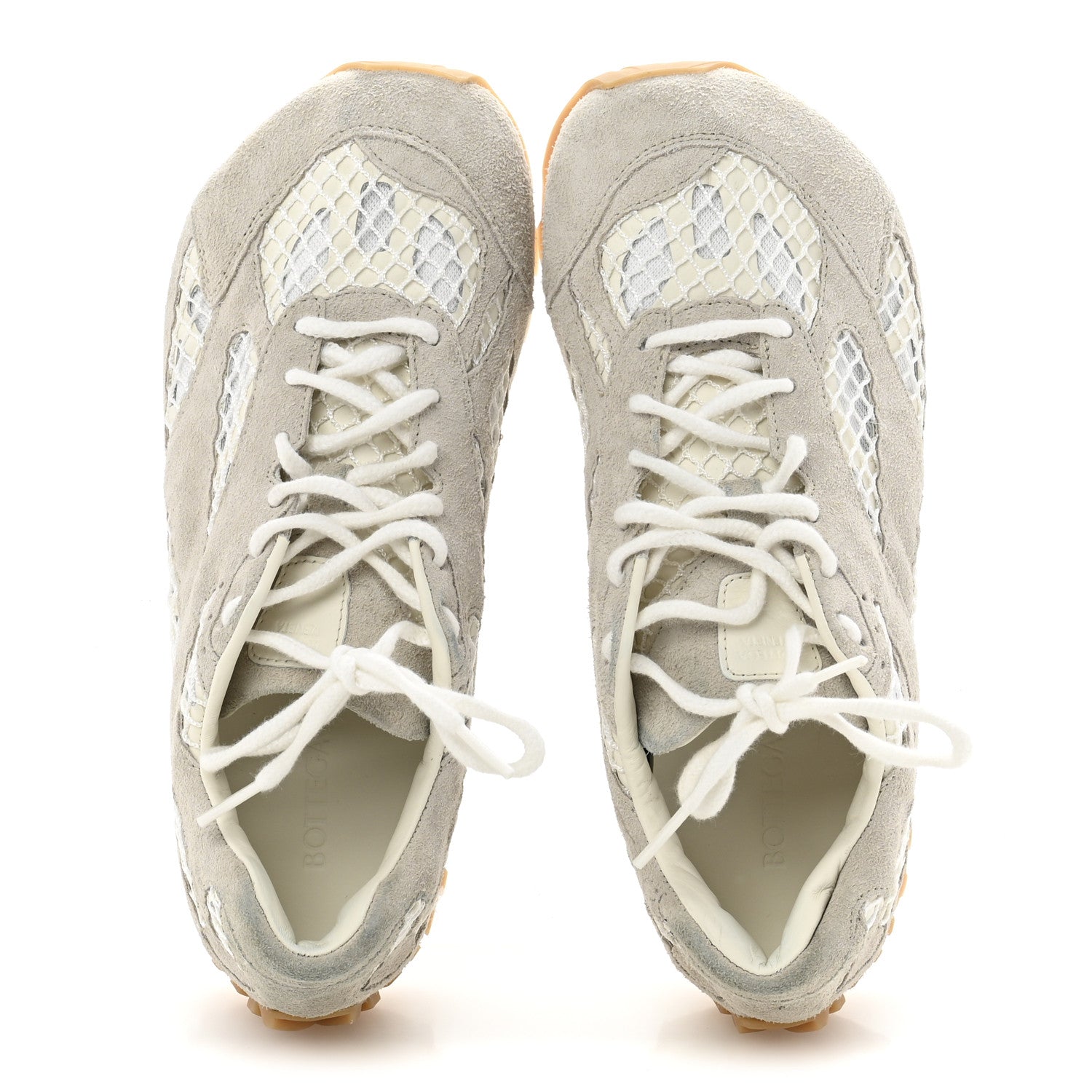 Bottega Veneta Calfskin Fishnet Fabric Orbit Sneakers 39 Sea Salt 2 of 8