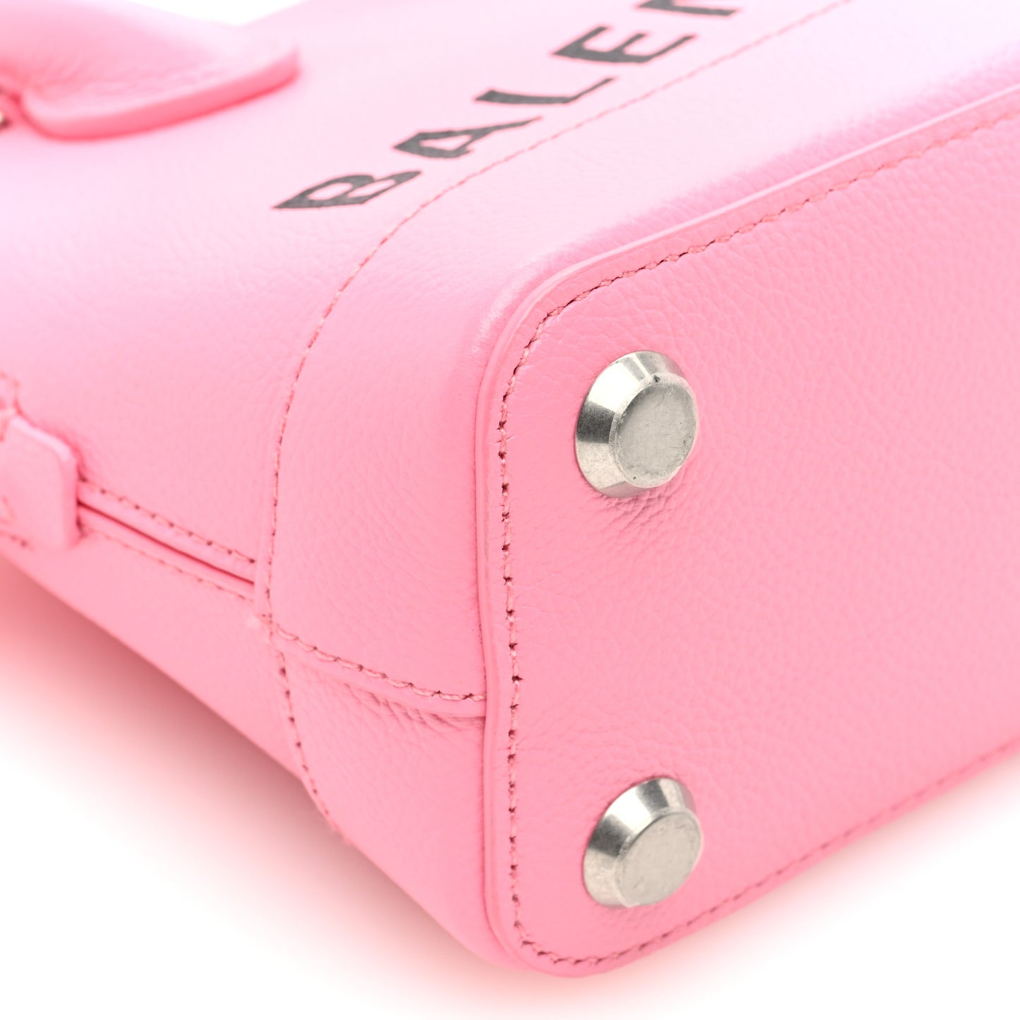 Signature Grained Calfskin Logo XXS Ville Top Handle Bag Rose Bubblegum Black