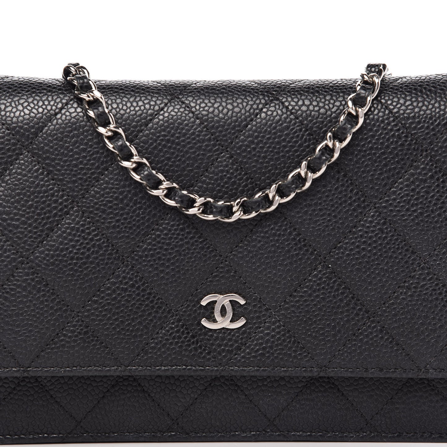 Caviar Quilted Wallet On Chain WOC Black
