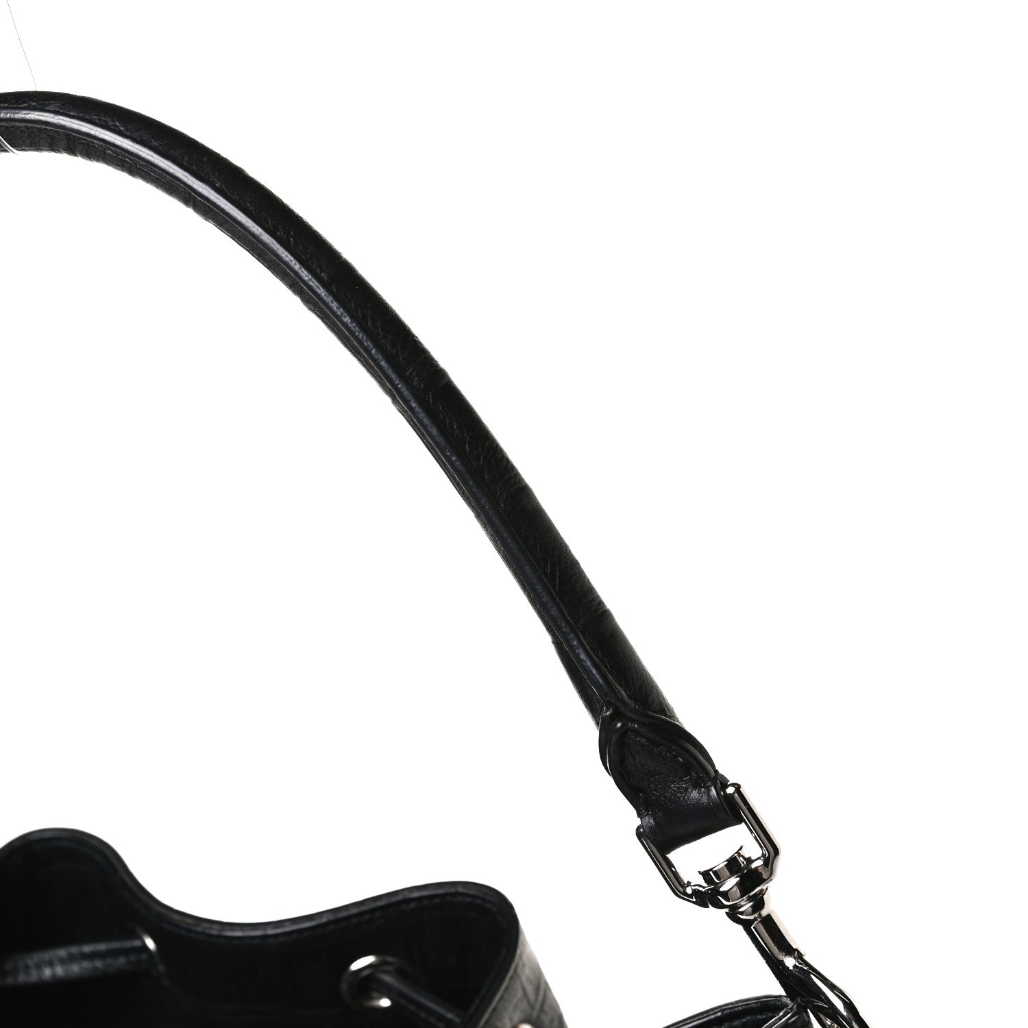 Saint Laurent Calfskin Crocodile Embossed Large Emmanuelle Bucket Bag Black 26 of 31