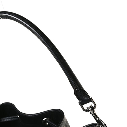 Saint Laurent Calfskin Crocodile Embossed Large Emmanuelle Bucket Bag Black 26 of 31