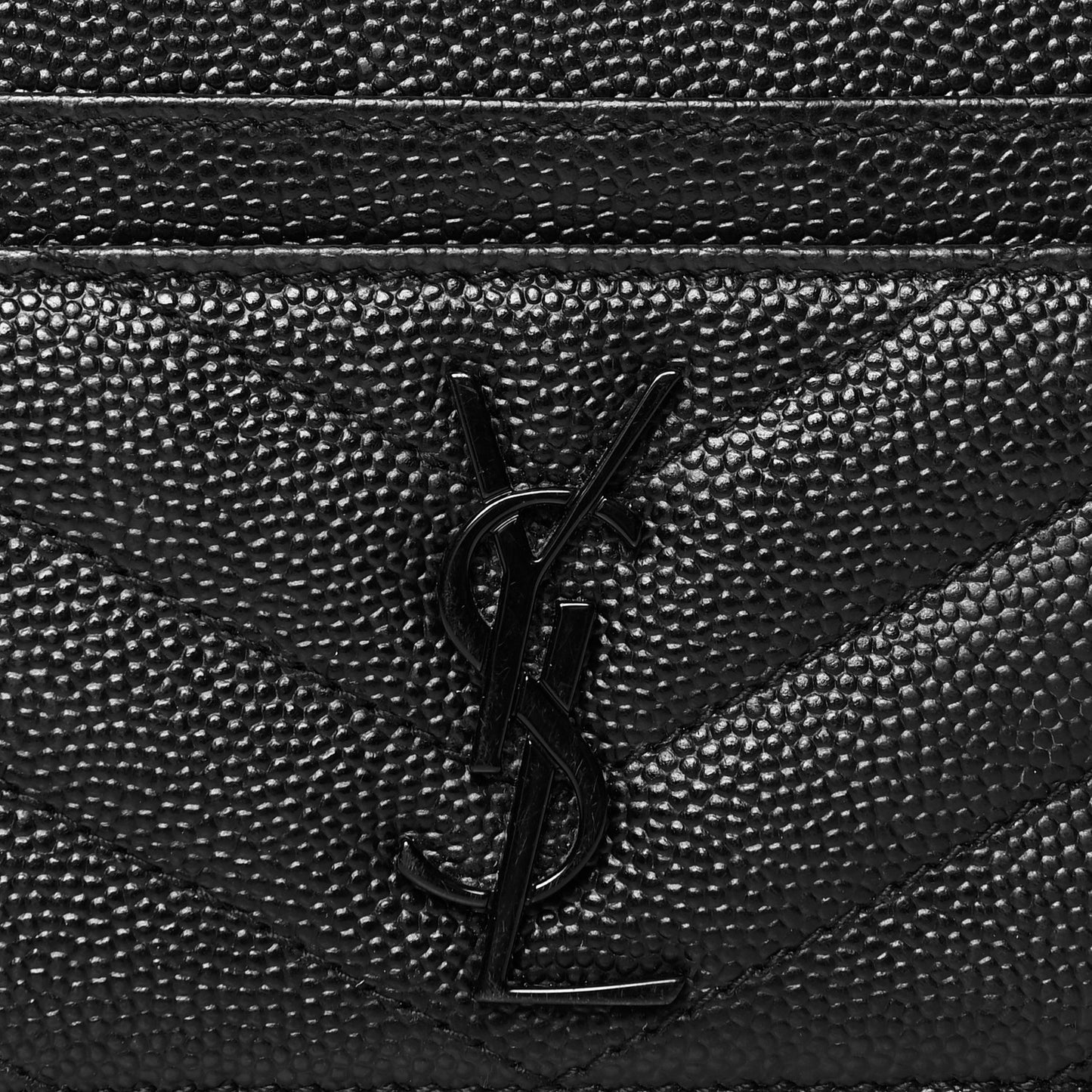 Grain De Poudre Matelasse Chevron Monogram Credit Card Case Black