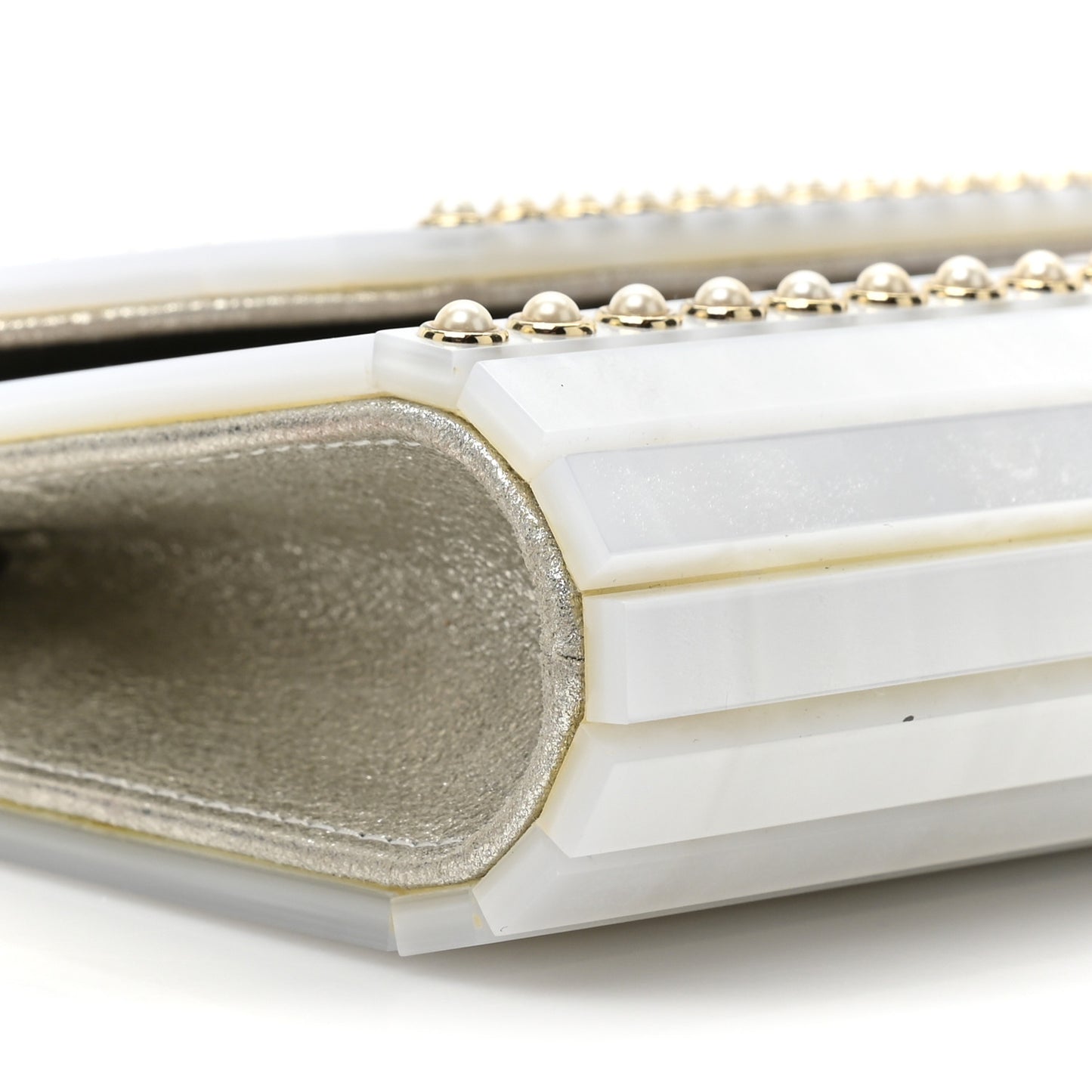 Acrylic Pearl Candy Clutch White