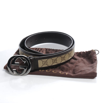 Gucci GG Supreme Monogram Niagara Lux Calfskin Interlocking G 40mm Belt 95 38 Beige Ebony Cocoa 4 of 5