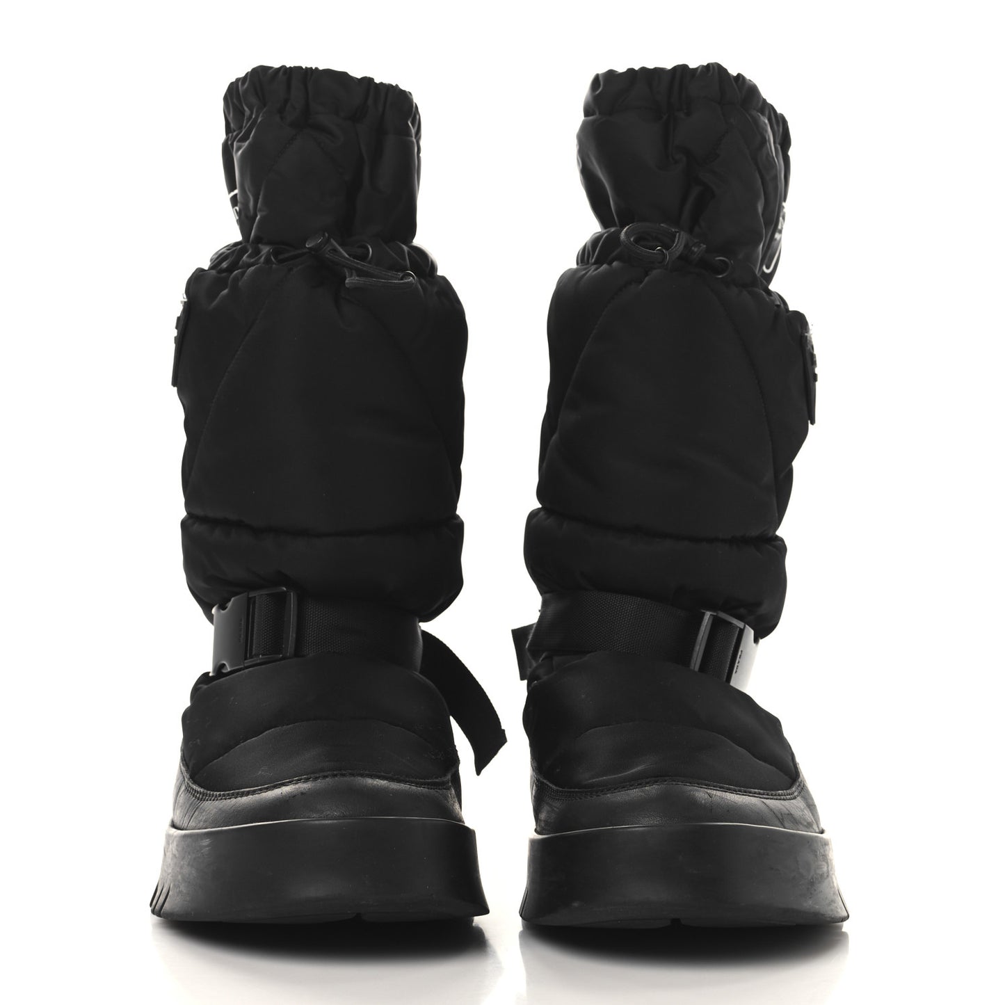 Re-Nylon Gabardine Rubber Triangle Logo Mens Padded Snow Boots 8.5 Black