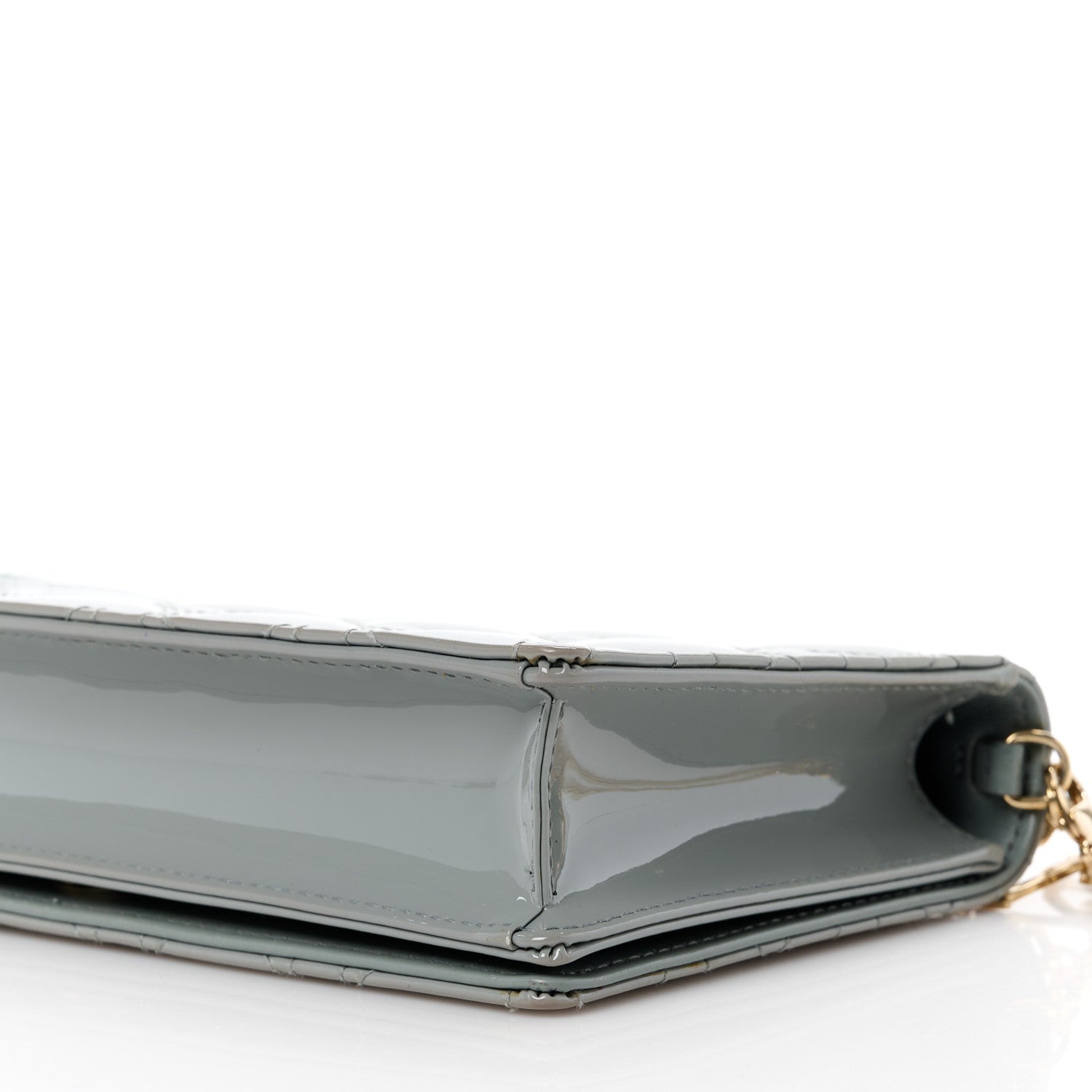 Christian Dior Patent Cannage Lady Dior Chain Wallet Denim 14 of 16