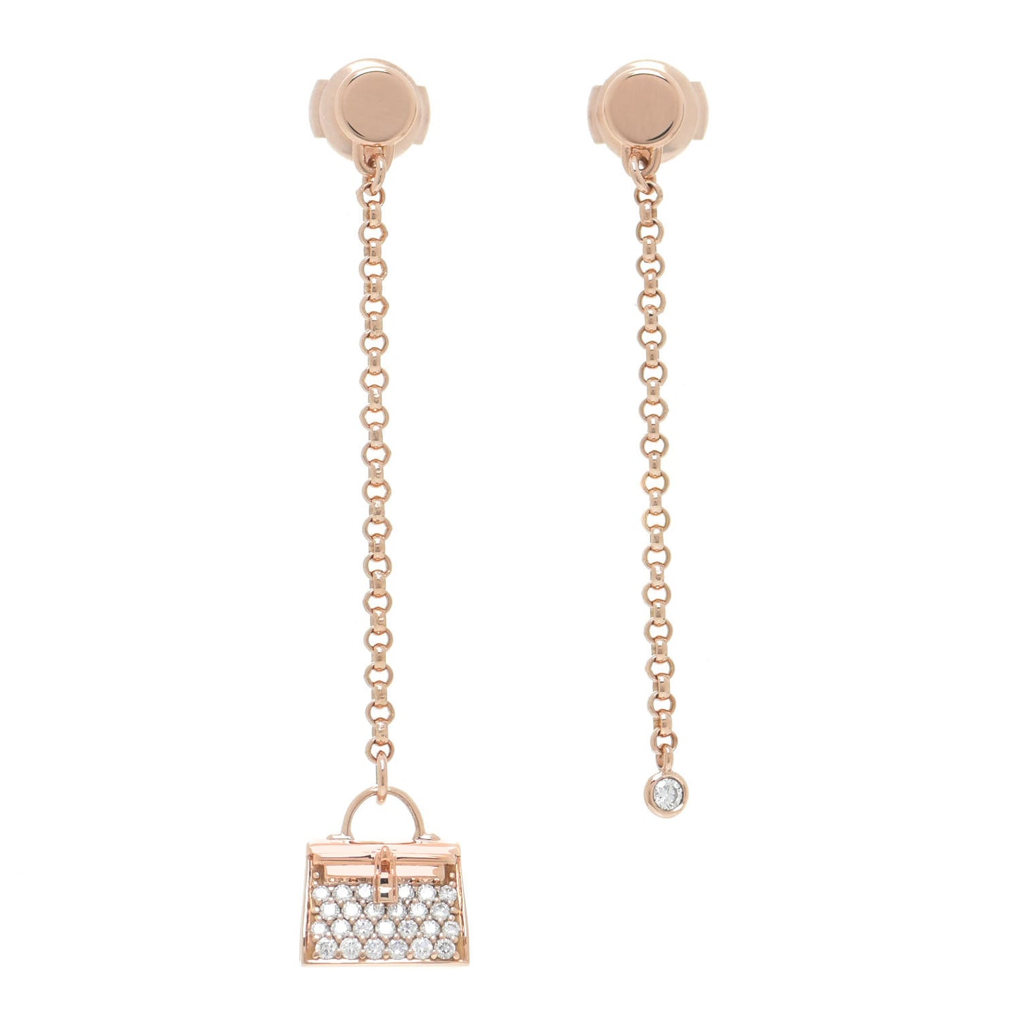 18K Rose Gold Diamond Kelly Amulette Drop Earrings