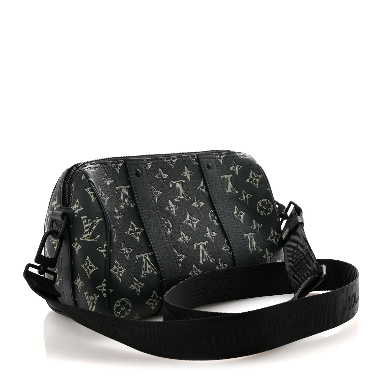 LOUIS VUITTON ショルダーバッグ ブラック Louis Vuitton Monogram Shadow City Keepall Forest Green 1866241