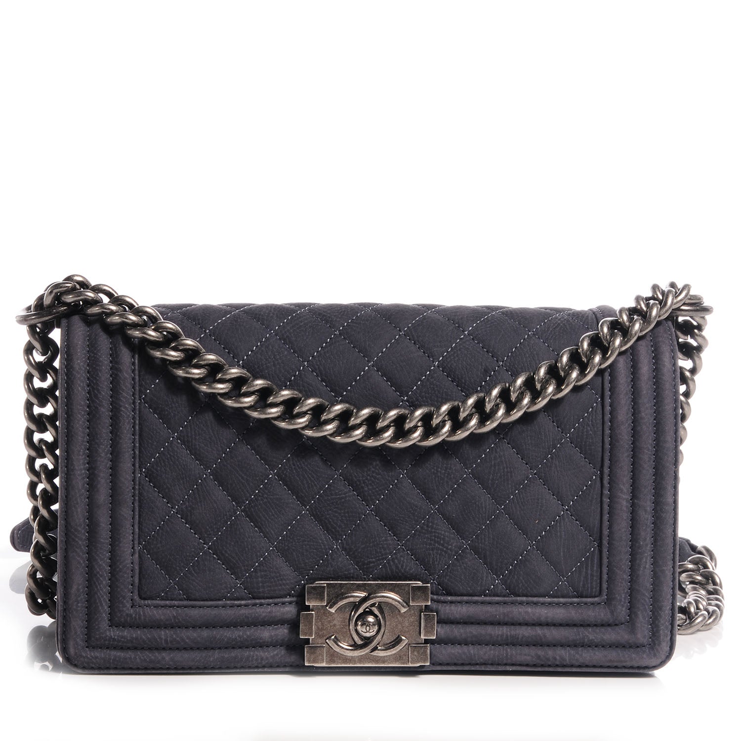 Chanel Suede Calfskin Medium Boy Flap Grey 1 of 8