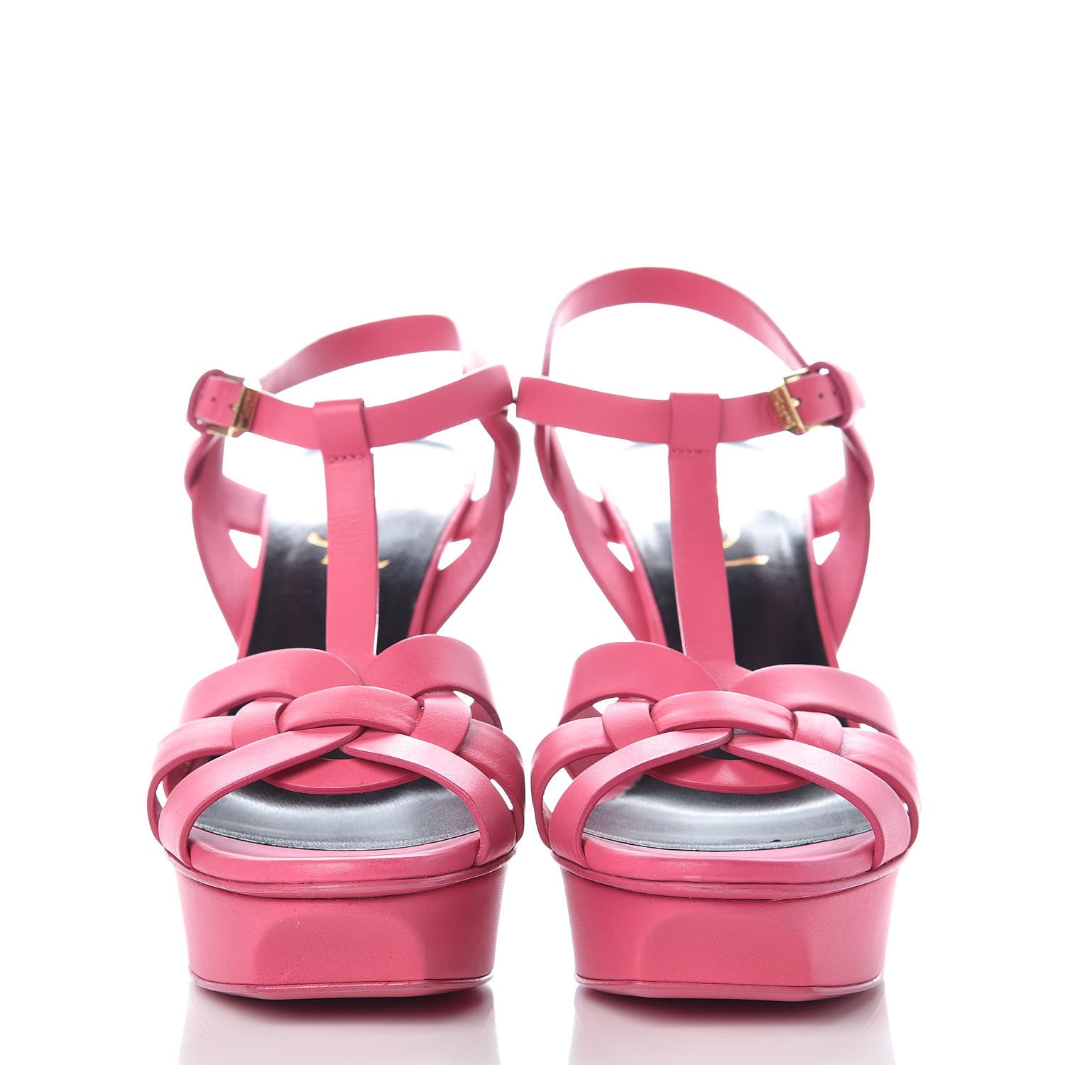 Saint Laurent Calfskin Tribute 75 Platform Sandals 37.5 Fuchsia 2 of 9