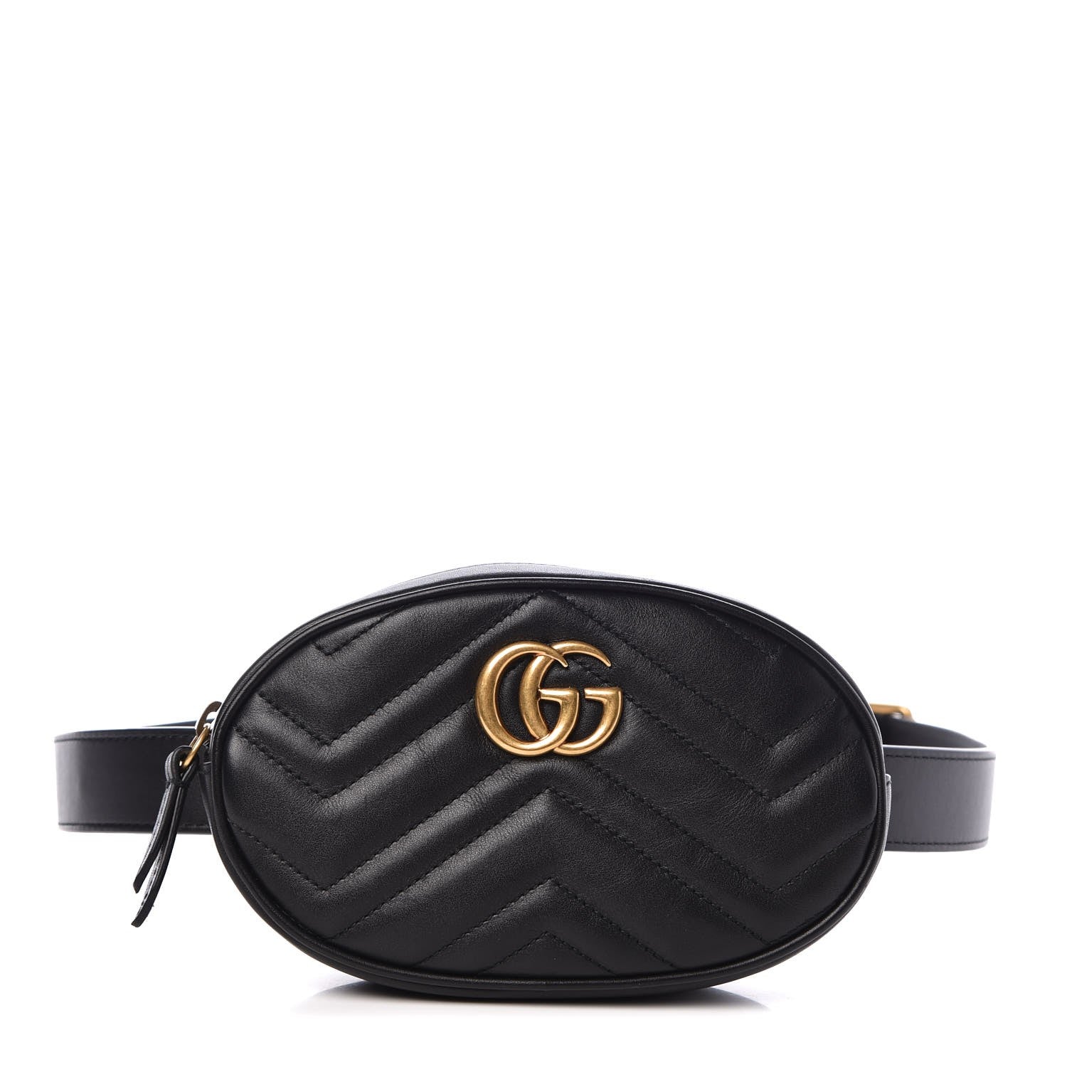Gucci Calfskin Matelasse GG Marmont Belt Bag 105 42 Black 1 of 7