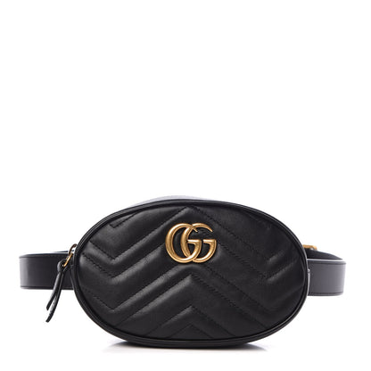Gucci Calfskin Matelasse GG Marmont Belt Bag 105 42 Black 1 of 7