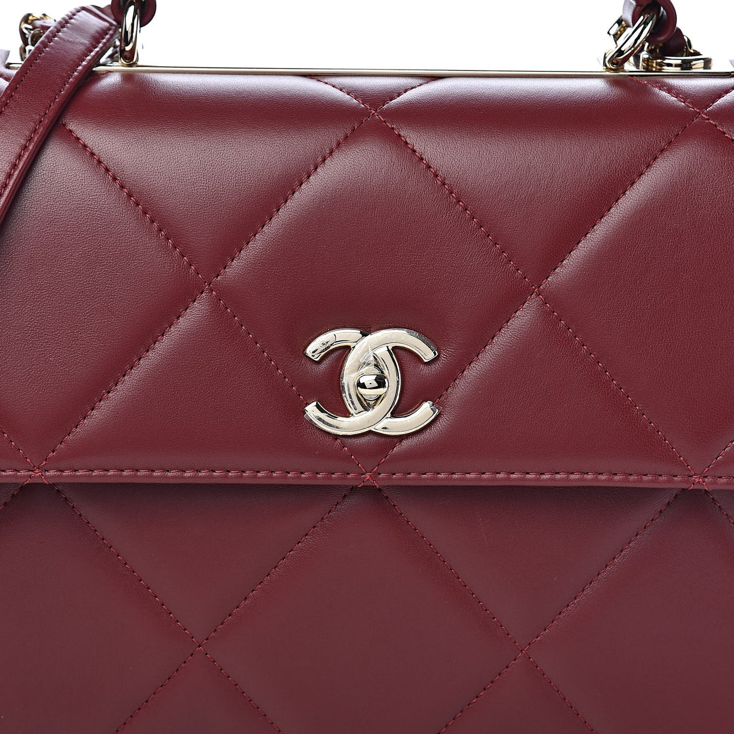 Lambskin Quilted Medium Trendy CC Flap Dual Handle Bag Burgundy