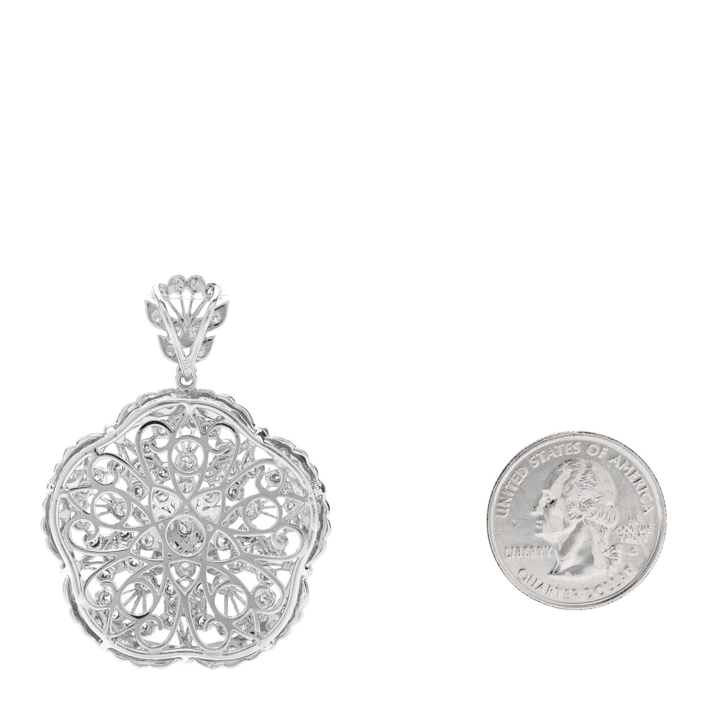 14K White Gold Diamond 3.15ctw Flower Pendant